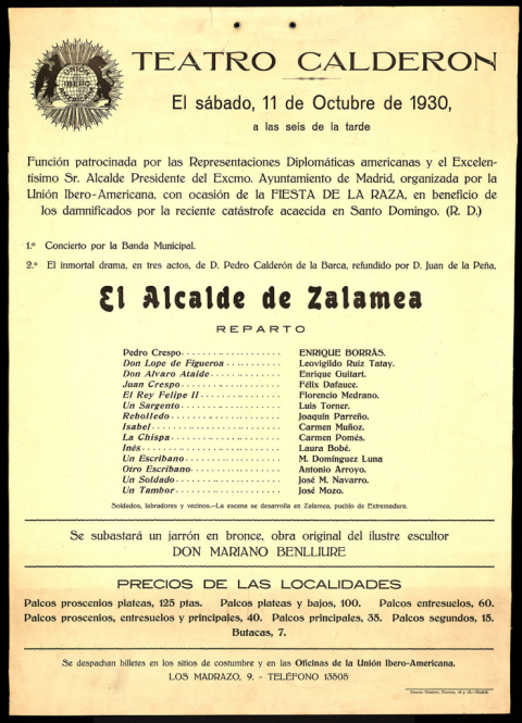 Cartell del Alcalde de Zalamea.Teatre Calderón.© MAE. Institut del Teatre