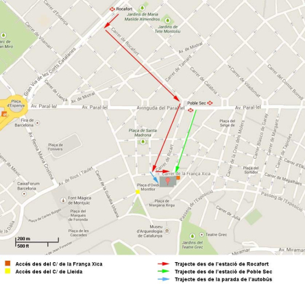 Accés en transport públic seu de Barcelona