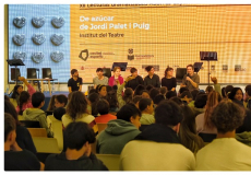 Lectura dramatitzada a Madrid d'un text del professor de l'ESAD Jordi Palet amb alumnat de l'ESAD. Imatge de  Gonzalo Moreno