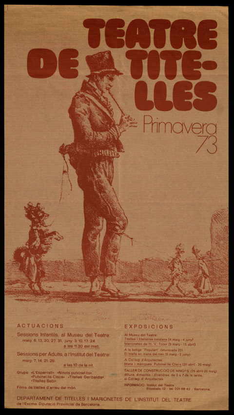 Teatre de titelles primavera 73. Cartell en el qual surt Titelles Babi.  © MAE. Institut del Teatre.